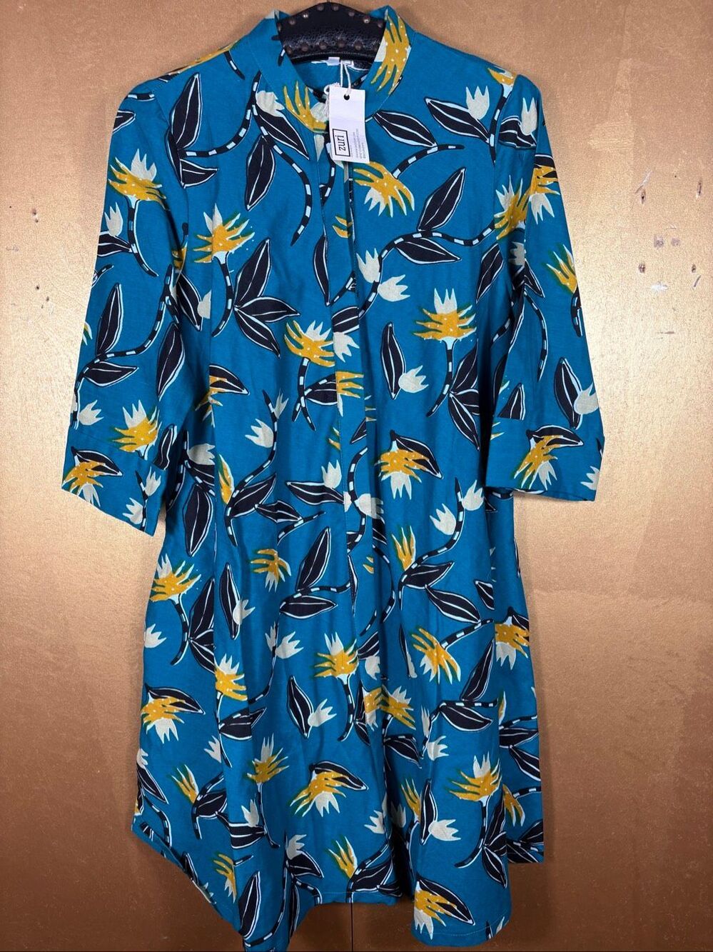 Zuri Botanical print cotton shirt dress size S